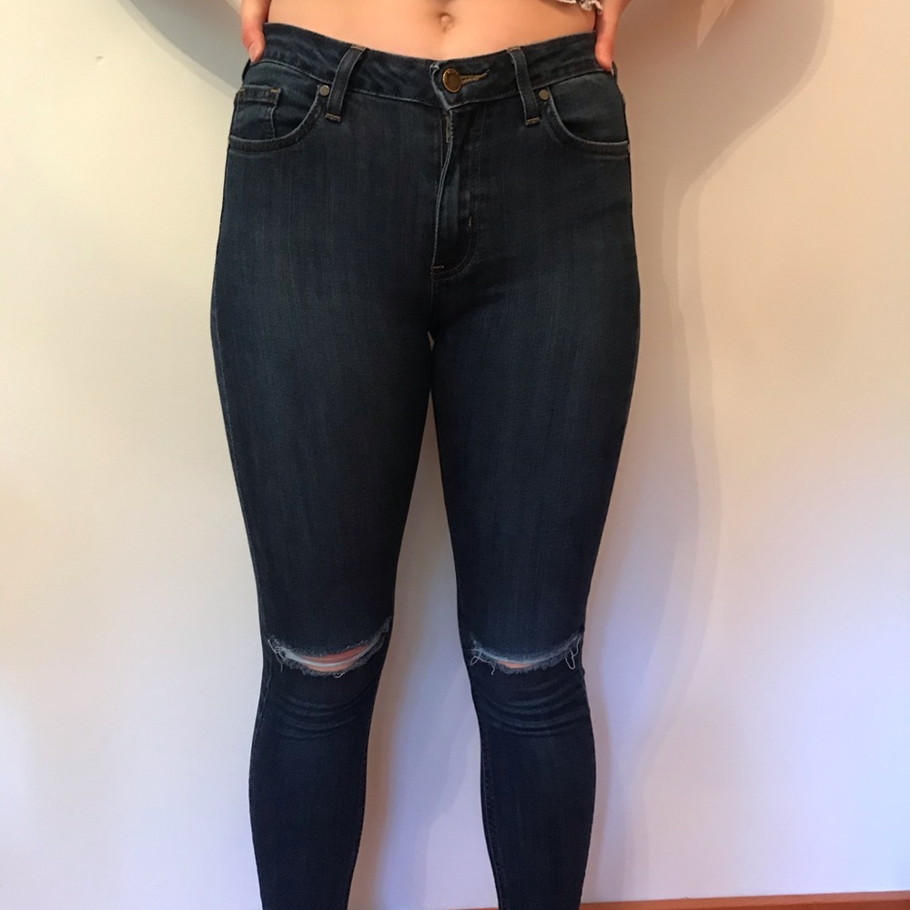 ripped medium wash jeans